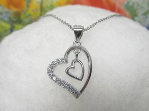 1 Herz Anhänger Sterling Silber 925er mit Ankerkette 42cm bis 45 cm - Bild 1 von 2