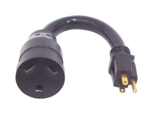 ADAPTADOR CONVERSIÓN ELÉCTRICA RV 1 FT 15 Amp Macho a 30 Amp Hembra 125V - Imagen 1 de 3