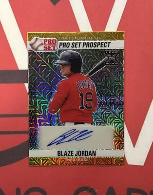 Blaze Jordan 2021 Pro Set Metal 1990 Pro Set Base Auto Mojo Gold #2/2 Red Sox - Image 1 of 3