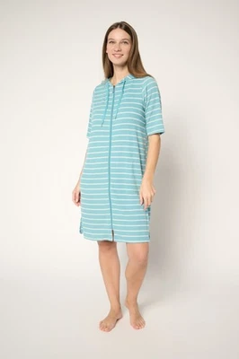 Ropa de dormir para mujer Stan Herman talla M a rayas doble punto arrugado acanalado azul A679657 Foto 1 de 4