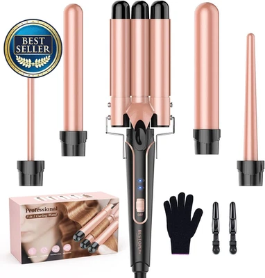 5-in-1 Waver Curling Iron & Hair Crimper Wand Set - image 1 of 4