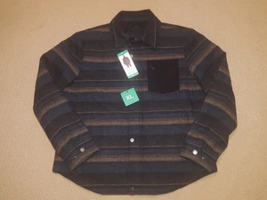 NWT Pendleton Dark Gray Wool Blend Quilt Lined Shirt Jacket XL Striped Men's - Picture 1 of 12