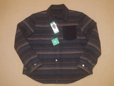 NWT Pendleton Dark Gray Wool Blend Quilt Lined Shirt Jacket XL Striped Men's - Image 1 of 4