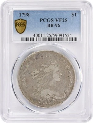 Busto dólar prata 1798 BB-96 VF25 PCGS - Imagem 1 de 4