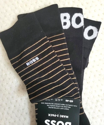 2-Pack Hugo Boss Crew Cotton Blend Dress Socks New sz 7-13 - Image 1 of 4