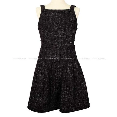 CHANEL без рукавов расклешенный плиссированные восьмиугольник кнопка Tweed нуар (черный)/фиолетовый Co... - Изображение 1 из 4