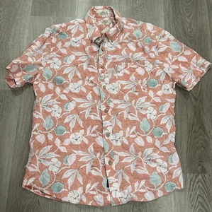 Camicia Uomo FAHERTY Breeze Bottoni Zenzero Floreale Manica Corta Taglia Large - Foto 1 di 7