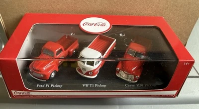 "CLASSIC COCA COLA PICKUPS" Set of 3 PCs, /72  Scale Ford F1, VW T1, Chevy 3100 - Image 1 of 4
