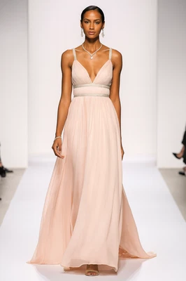 Vestido de baile Aidan Mattox Blush Deep V adornado plateado graduación damas de honor talla 4 Foto 1 de 3