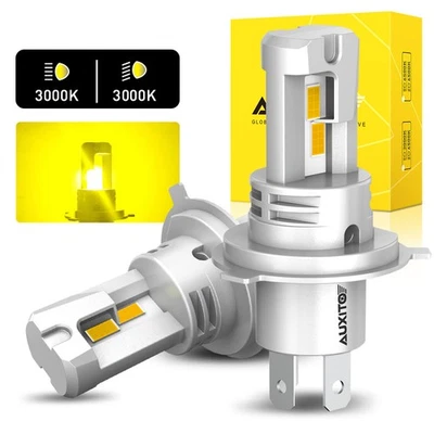 AUXITO 9003 COMBO H4 LED Headlight Kit High Low Dual Beam Bulb 3000K Yellow P - Image 1 of 4