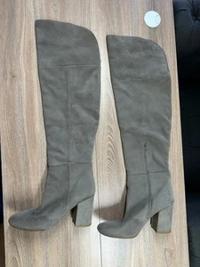 Kenneth Cole Reaction Corie Suede Knee High Boots Grey Women’s Size 10 - Picture 1 of 10