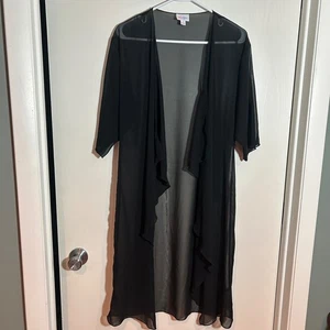LuLaRoe Cardigan Spolverino Nero Trasparente Copricostume Leggero Small S - Foto 1 di 5