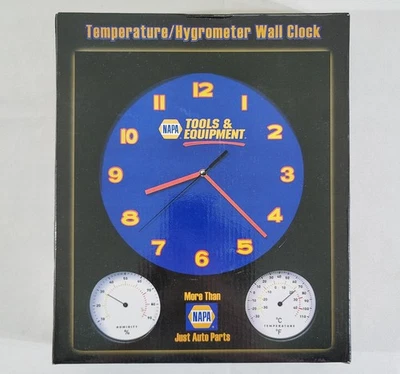 NIB New NAPA Temperature / Hygrometer Wall Clock Garage Shop Man Cave - Image 1 of 3
