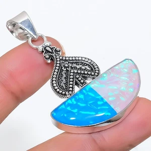 Triplet Opal Gemstone Handmade 925 Steling Silver Jewelry Pendant 2.13" f425 - Picture 1 of 2