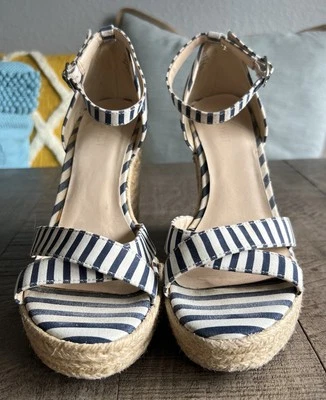 Nine West Womens First Step Espadrille Wedge Ankle Strappy Blue Sz 8.5 M - Image 1 of 4