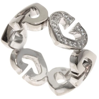 CARTIER C сердце 1P бриллиант # 48 кольцо K18 белое золото женщины [б/у] - Изображение 1 из 4