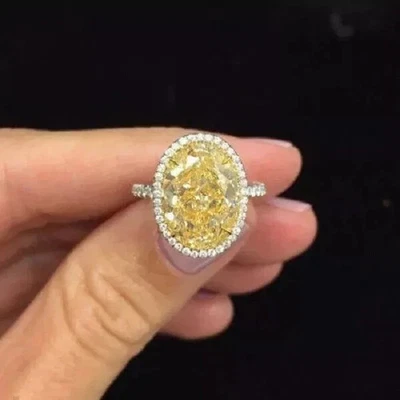 Anillo de compromiso para mujer citrino de corte ovalado de 3 quilates con acabado de oro amarillo de 14 quilates Foto 1 de 3