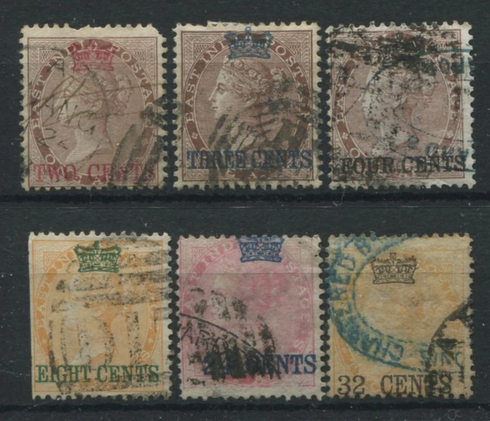 ASENTAMIENTOS DEL ESTRECHO DE MALAYA 1867 CORONA SURCH (6) RELLENOS ESPACIALES GATOS ALTOS Foto 1 de 1