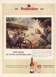 1952 Budweiser Beer: The Beer Of Your Lifetime Vintage Print Ad - Picture 1 of 1