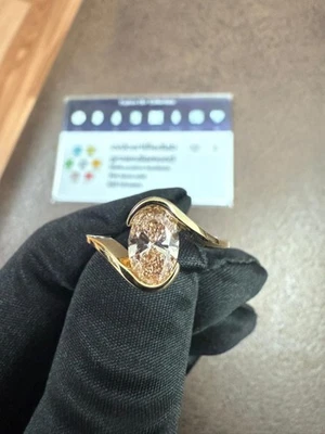 1.00 Oval Lab Grown Diamond Engagement Ring 14KT Yellow Gold IGI Certified Pink - Image 1 of 4