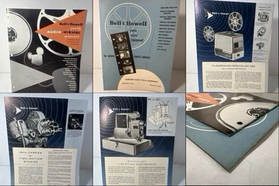 LOTE de 5 folletos de catálogo de equipos audiovisuales Bell & Howell años 50 - ¡RARO! Foto 1 de 4