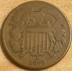 1870 Two Cent Piece - G/VG Details. (Lot 57) - Picture 1 of 2