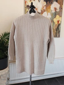 Anthropologie flacher weißer weicher und kuscheliger langer Strickpullover Kleid Oversize UVP 130£ - Bild 1 von 13