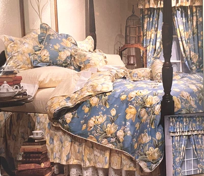 FUNDA EDREDÓN DOBLE Waverly Garden Lane azul amarillo floral casa de campo NOS Foto 1 de 4