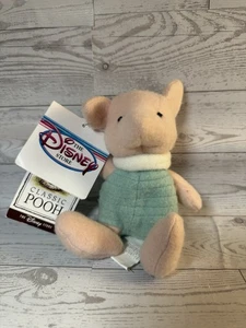 Disney Classic Pooh Piglet 7" Mini Beanbag Plush With Tags Wooly Fleece Vintage - Picture 1 of 2
