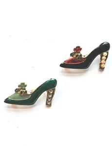 Konvolut (2) Emaille Strass Perlen Stiletto High Heel Schuh Pins Broschen  - Bild 1 von 2