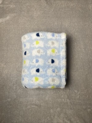 Manta Bebé Azul Blanco Elefante Verde Gris Orejas Suave Felpa Vellón Lovey 30"x40" Foto 1 de 3