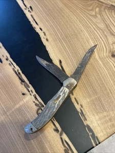 Vintage Kabar 1184 2 Blade Hunter Knife Stag  - Picture 1 of 11