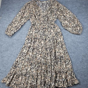 Ulla Johnson Anzu Midi Dress Womens 2 Marbled Print Neutral Tiered Cottage - Picture 1 of 9