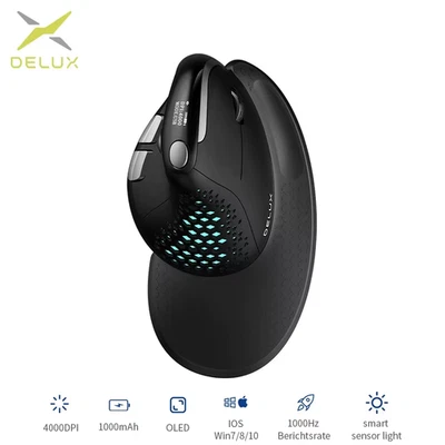 Delux M618XSD Seeker Ergonomic Vertical Mouse with OLED Screen 4000DPI - Image 1 of 4