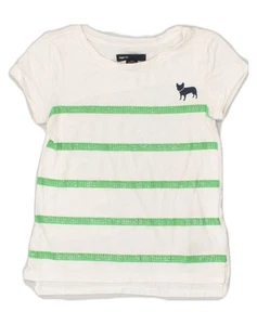 GAP Girls T-Shirt Top 4-5 Years White Striped Cotton AF16 - Picture 1 of 3