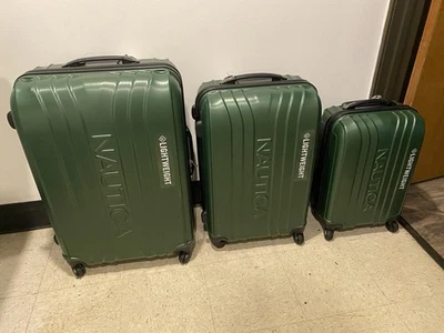 Nautica True Winds 3 Piece Hardside Spinner Suitcase Set, Pacific Pine/Black - Image 1 of 4