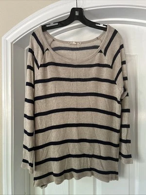 Suéter tejido claro a rayas beige y azul marino talla L SOFT Joie Foto 1 de 2
