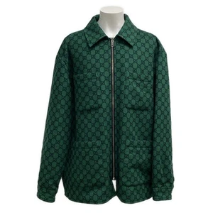 Auth GUCCI - 770330 Green Black Outer fabric] Wool Men's Lightweight Jacket - Picture 1 of 8