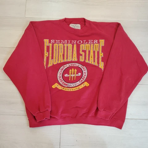 Vintage Florida State University Seminoles Crewneck Sweatshirt 90s Red L Distres Cover