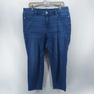 j jill denim authentic fit slim ankle pants women size 16 blue elastic waist - Picture 1 of 11