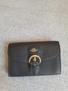 NWT Coach Kleo Wallet Leather Medium Black Pebbled Leather C6896 - Picture 1 of 6