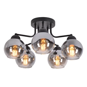ZMH 5-Flammige Deckenlampe Gold Glas Industrial E27 Metall Vintage Beleuchtung - Bild 1 von 9