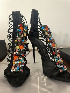 Women 11 US Giuseppe Zanotti Jeweled Suede Heels Original $1995 Receipt - Picture 1 of 22