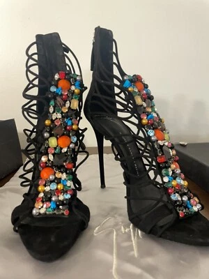 Women 11 US Giuseppe Zanotti Jeweled Suede Heels Original $1995 Receipt - Image 1 of 4