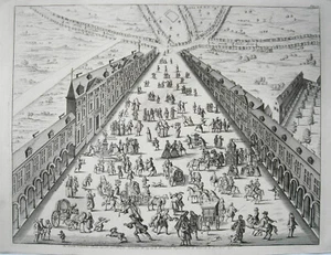 Aquisgrán Komphausbadstraße casas de baños decorativo real antiguo grabado en cobre 1727 - Imagen 1 de 4