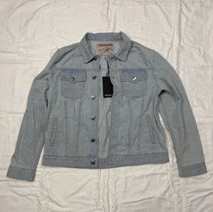 True Religion Jesse SN Trucker Jean Denim Jacket Light Blossom Wash Mens Size L - Picture 1 of 8