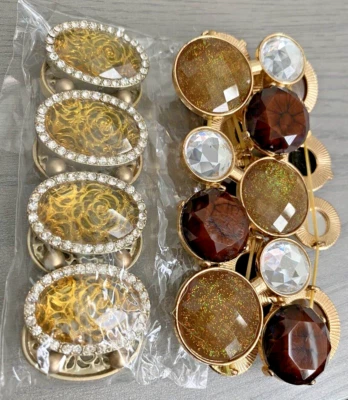 Lote de 2 pulseras llamativas tonos dorados con disfraz de pedrería marrón tostado dorado Foto 1 de 4