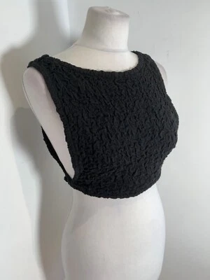 BNWT Free People textured crop top XS NEW black stretch low sides - Image 1 of 4
