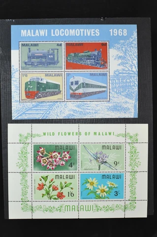 Malawi 90a 1968 Various Locomotives Souvenir Sheet of 4 Very Fine and # 86a Cover