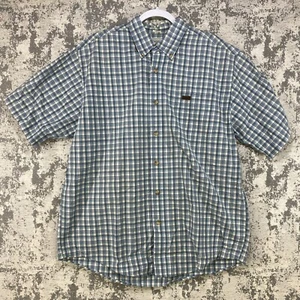 Carhartt Workwear Shirt Mens Large L Button Down Short Sleeve Plaid Blue Yellow - Picture 1 of 8